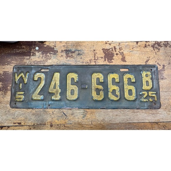 Other - 1925 Wisconsin License Plate Tag Original Vintage 666